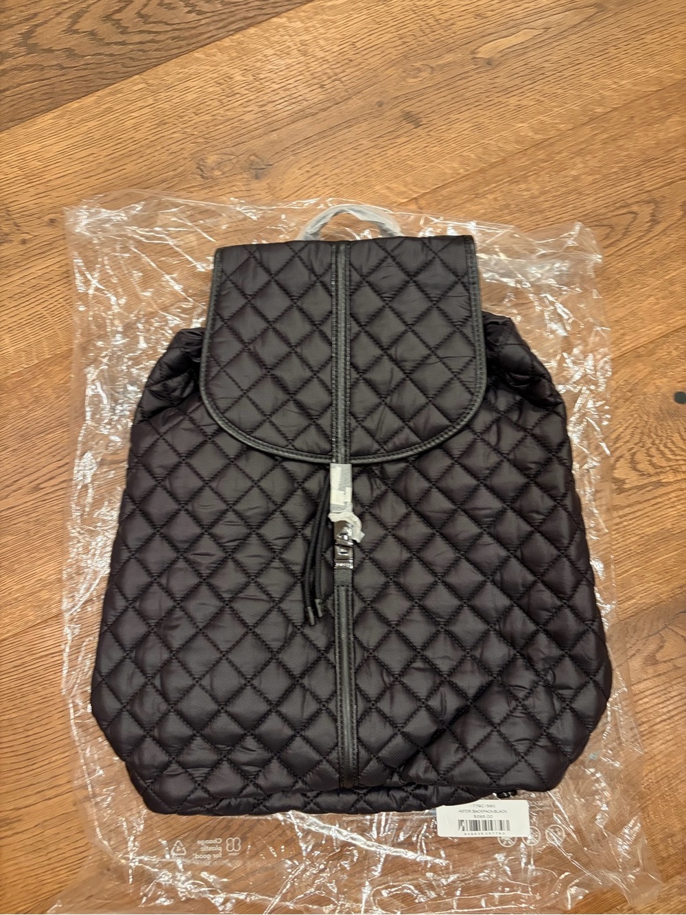 MZ Wallace Quilted Black Backpack with Flap - Picture 6 of 7
